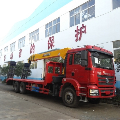 TRUCK SHANQI CRANE 20 ton flatbed truck with 12 ton crane for transporting excavator, construction machinery etc.