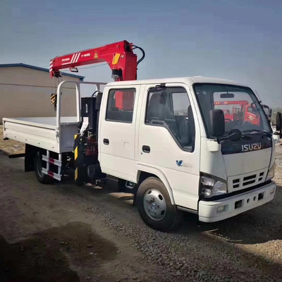 CRANE TRUCK ISUZU 600P 4x2 6 Wheels Lorry Straight Telescopic Boom Cargo Truck Mounted Crane With 3.2 Ton Lift Hydraulic For Sale