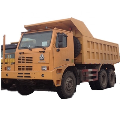 Metal Off Road Mining King HOWO 6X4 371HP 70T Tipper Dump Truck With HYVA Crane System